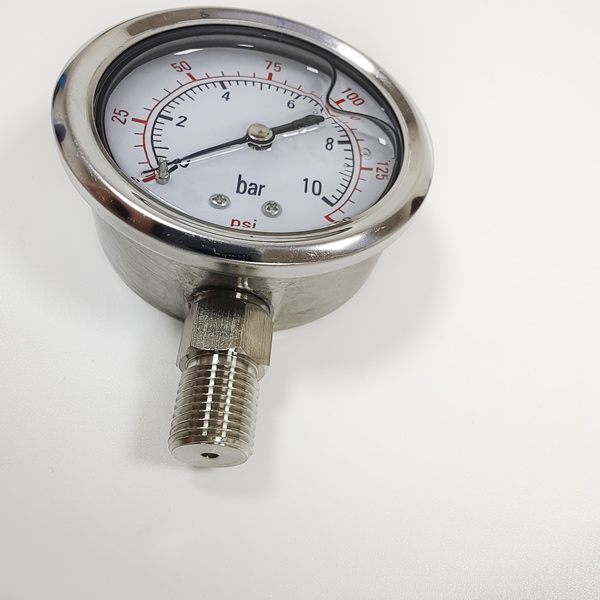 Brass Connection Air Vacuum Filled Oil Pressure Gauge 10 Bar 150 Psi